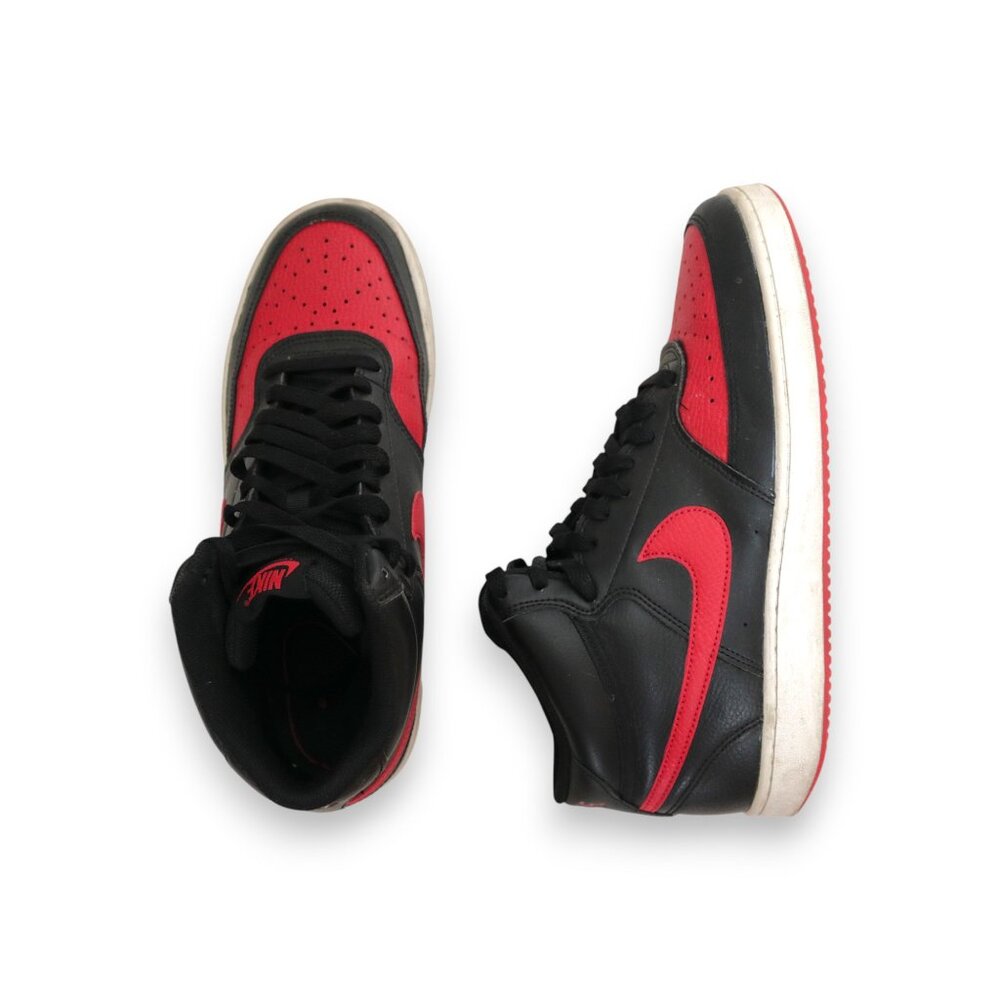 Nike Black University Red White Court Vision Mid Sneakers Size 8.5
